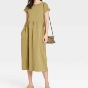 Universal Thread Casual Dress in Olive Golden Green